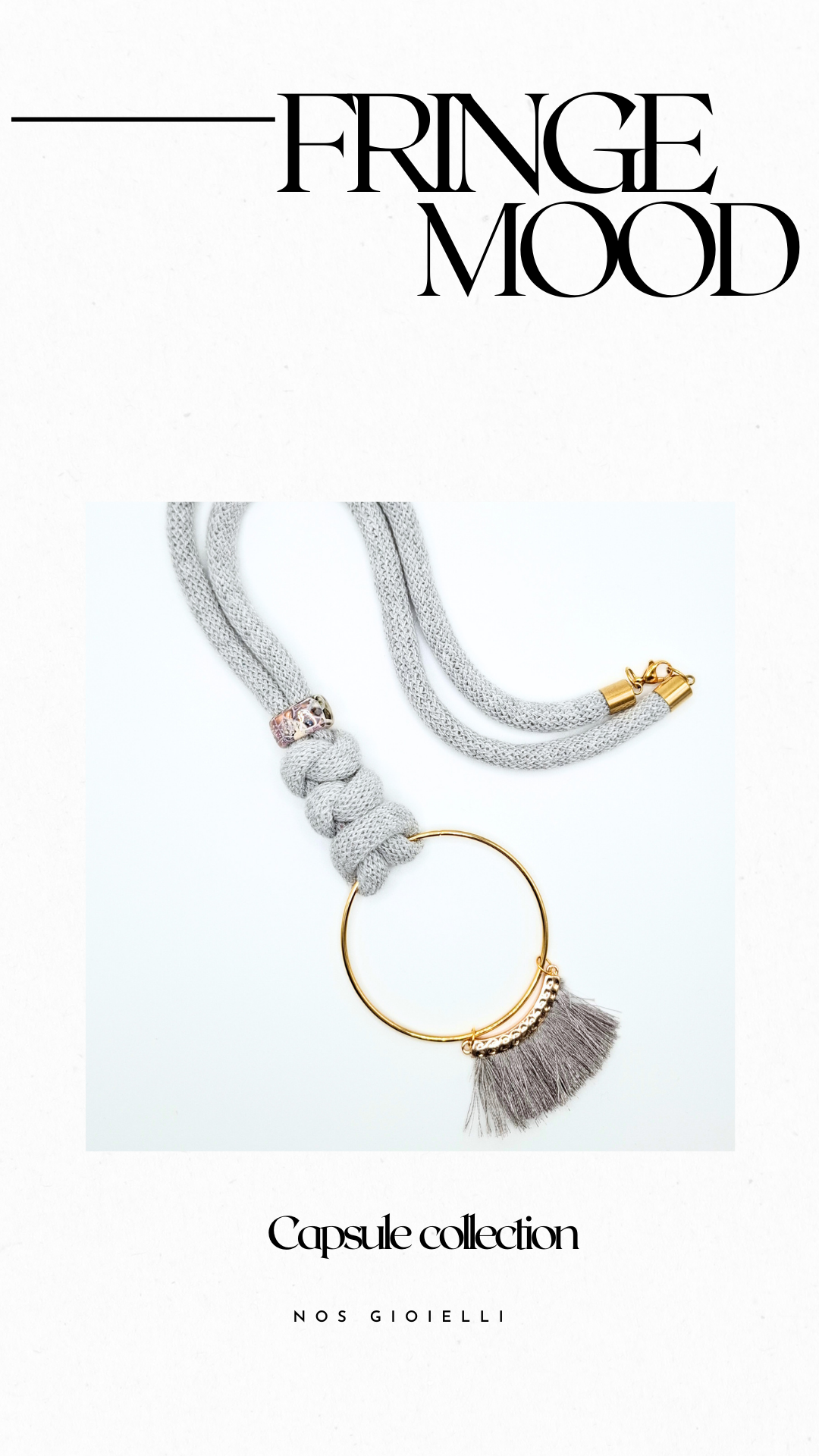 Light grey fringe necklace