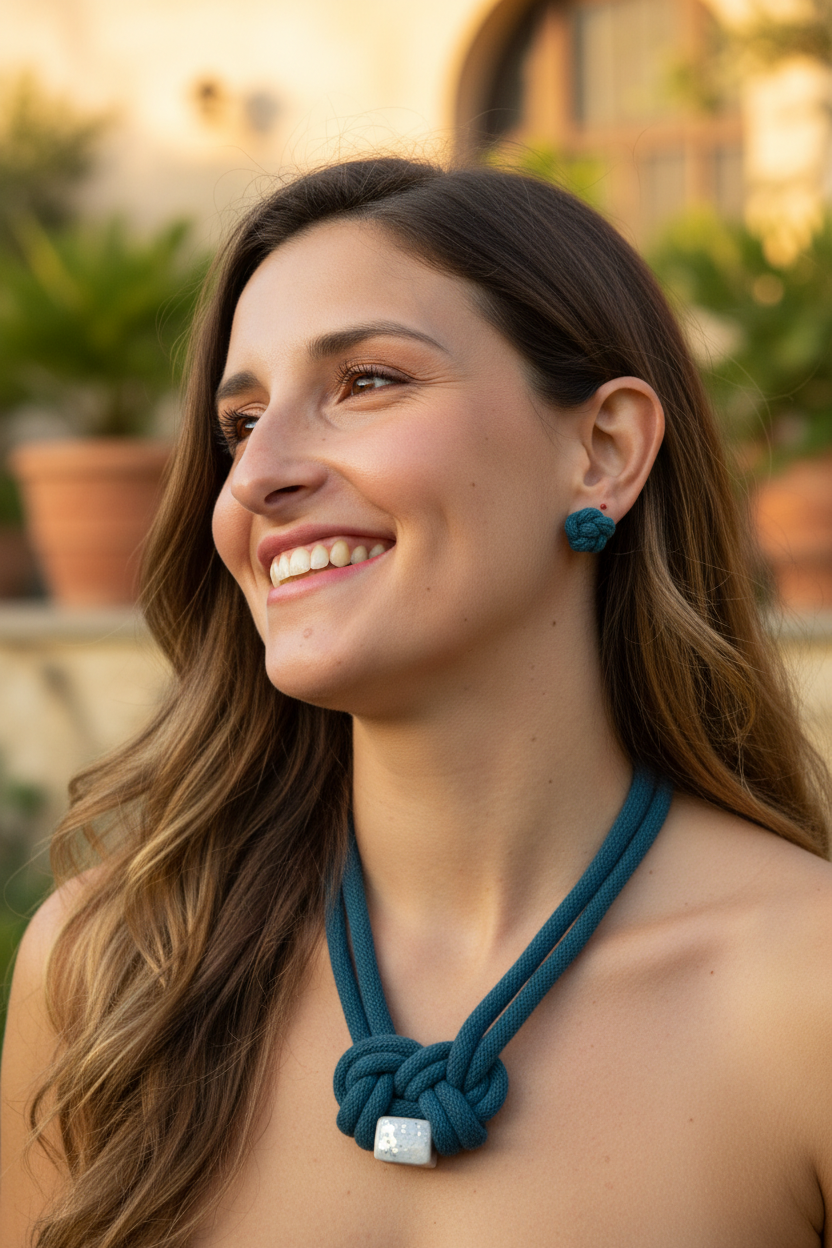 SCRIGNO – teal – sfondo naturale – spalle nude