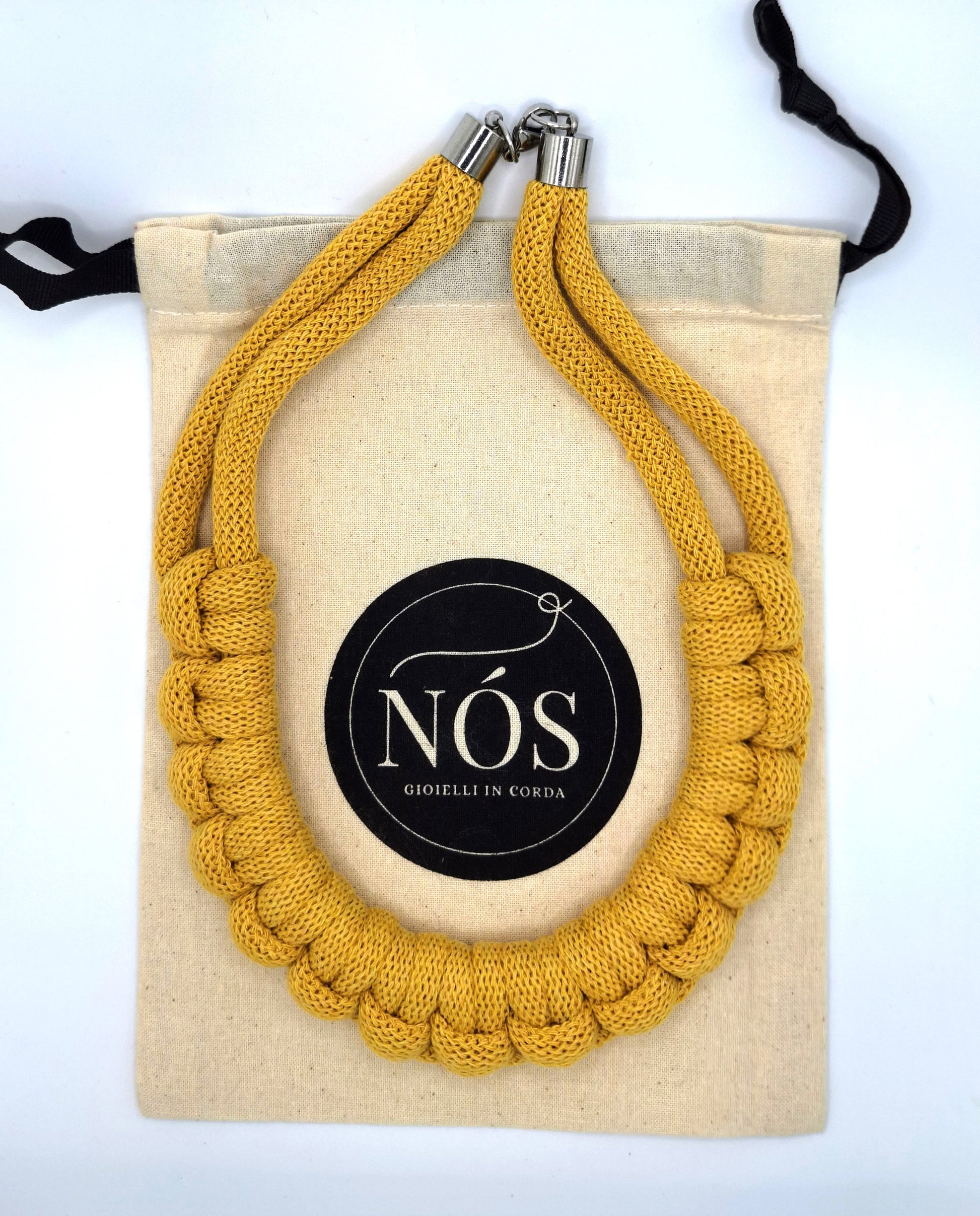 Collana di cotone modello Diana, color mustard.
