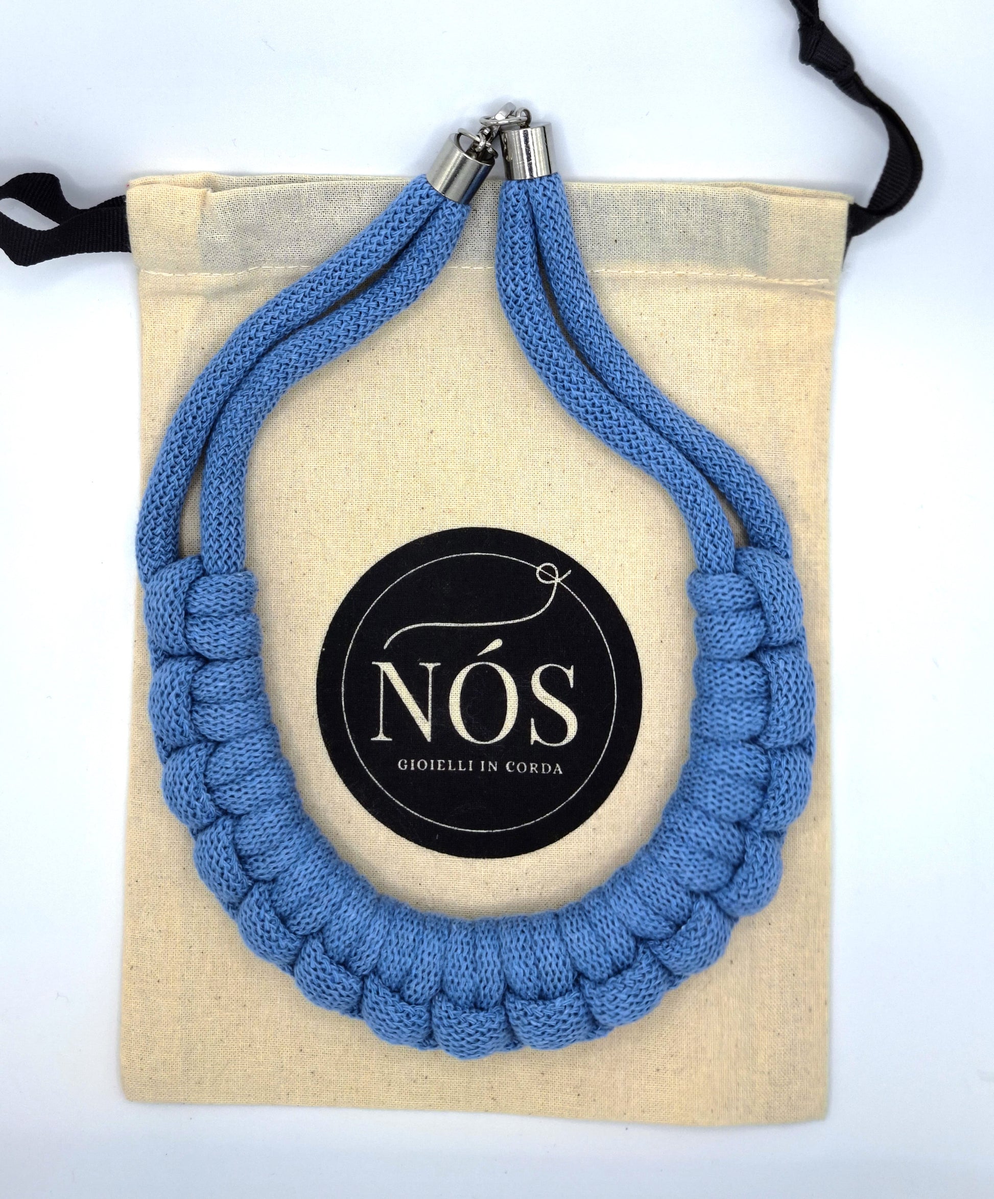 Collana di cotone modello Diana, color perfect blue.