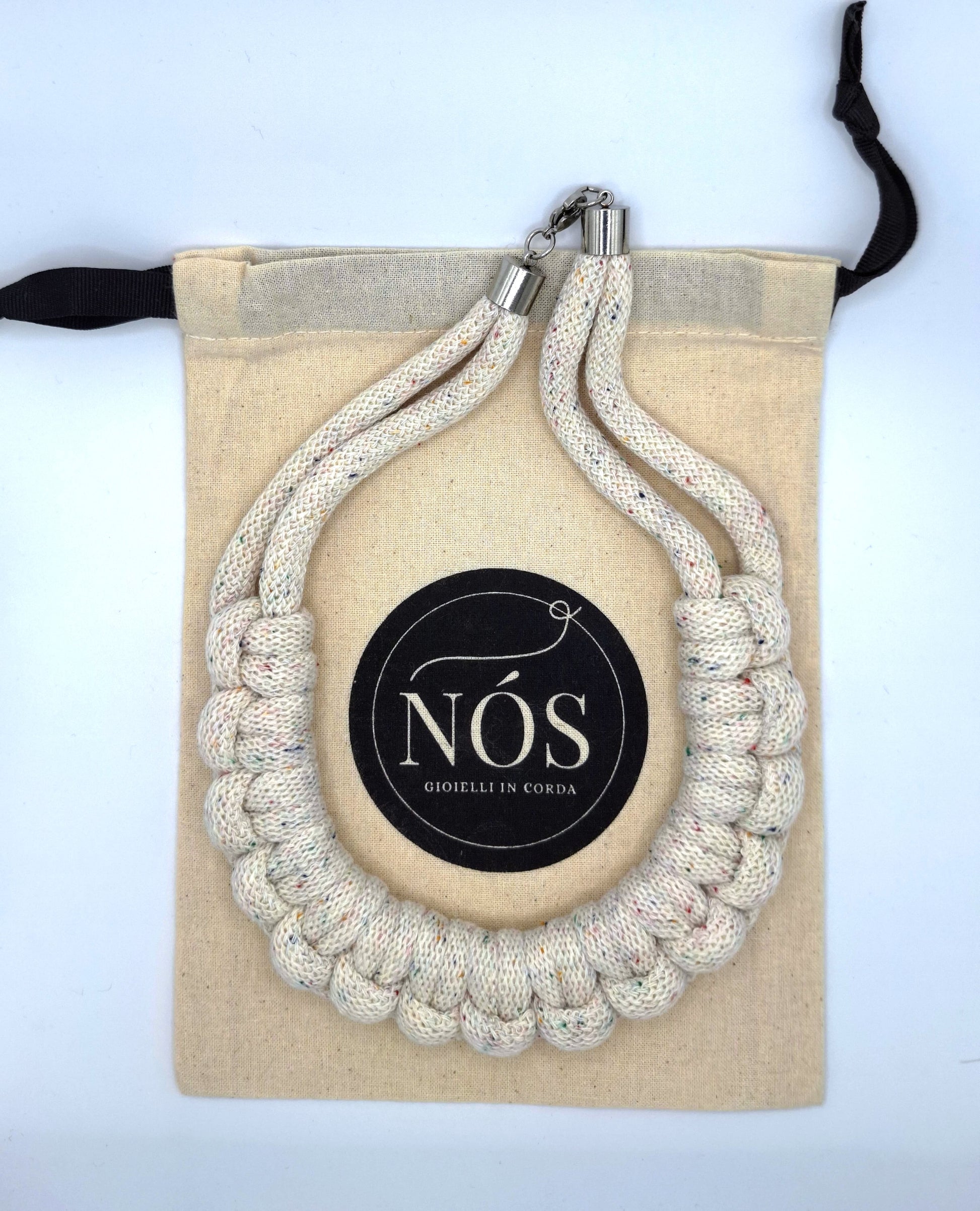 Collana di cotone modello Diana, color rainbow dust.