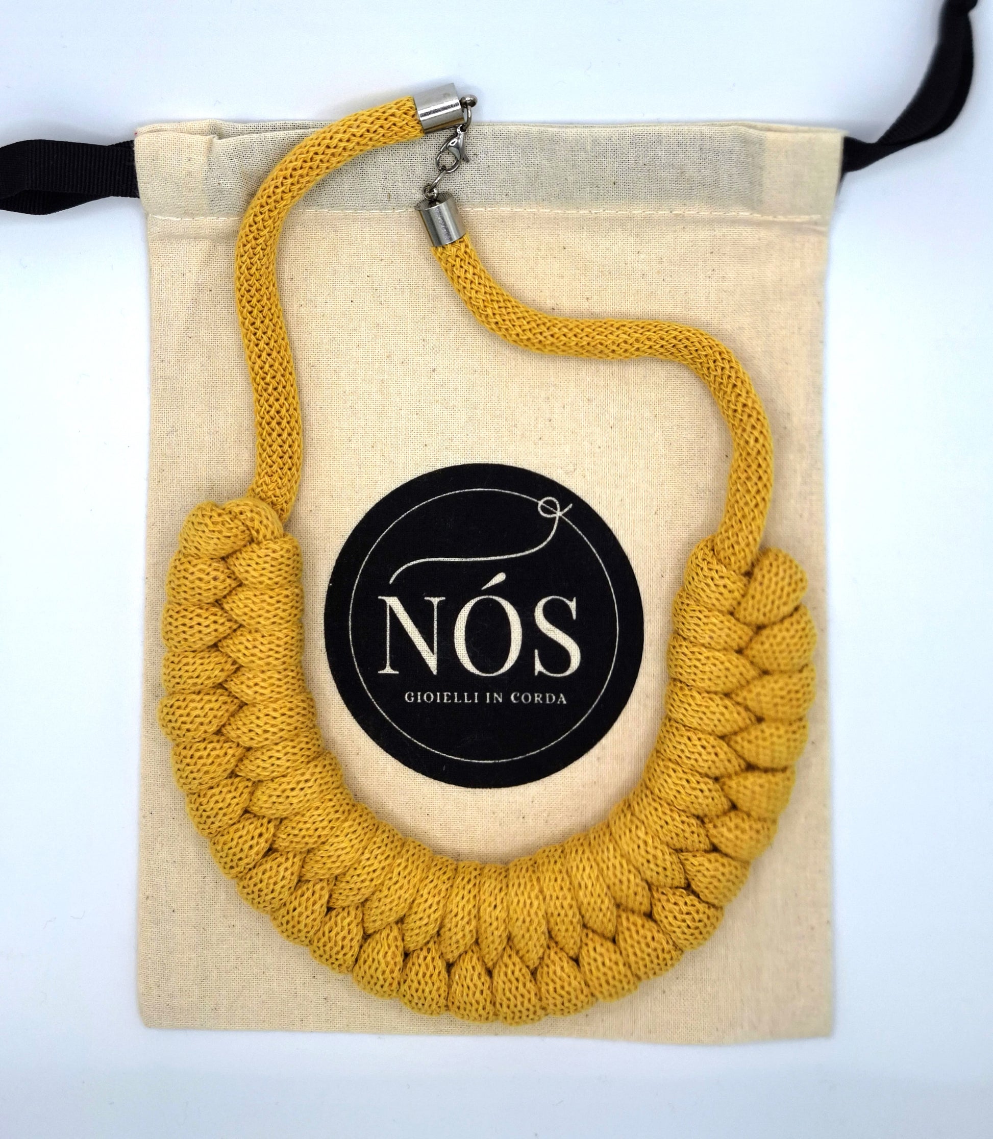 Collana in cotone ecologico, modello Venere, color honey.