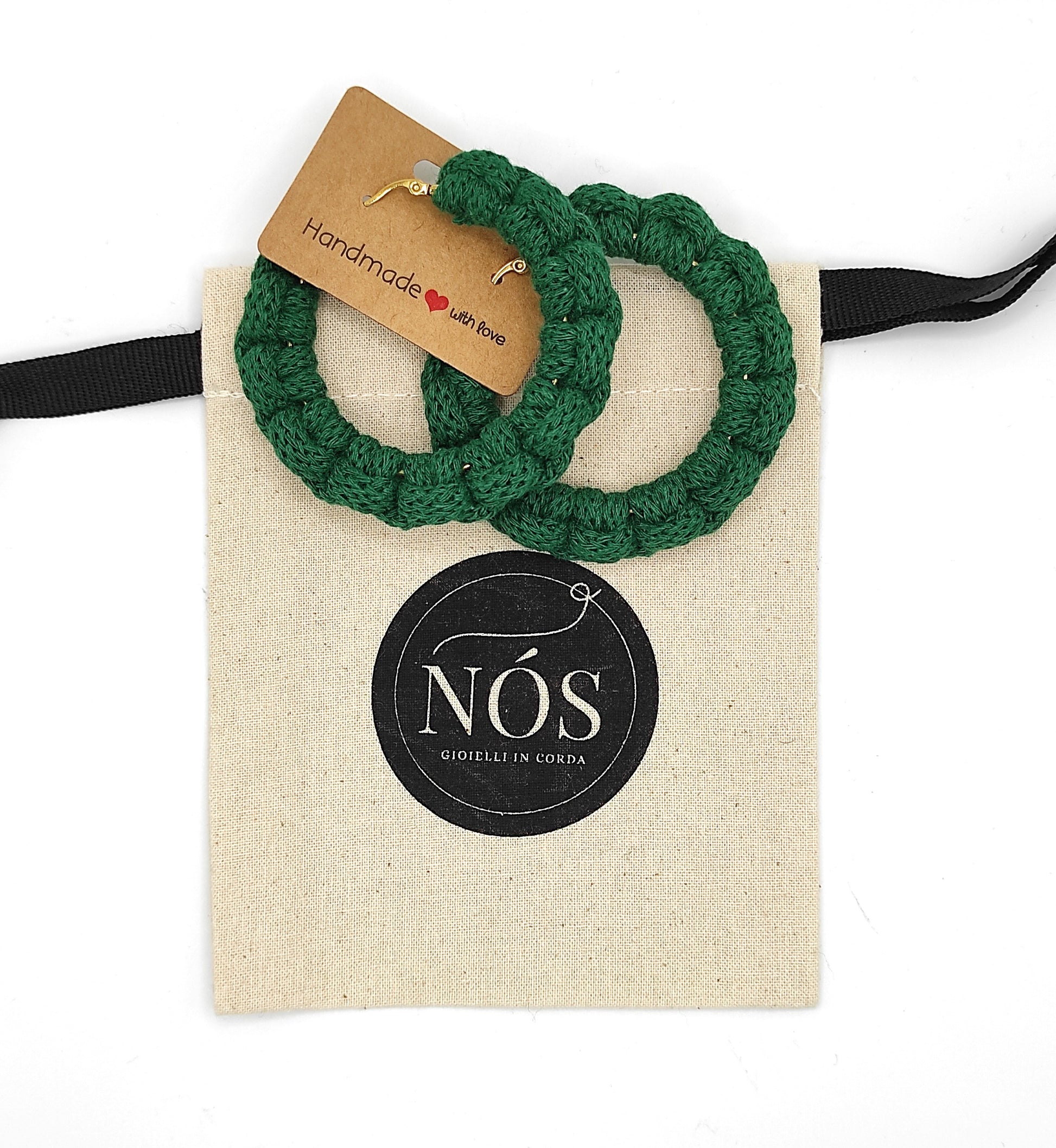Orecchini Diana, color pine green.