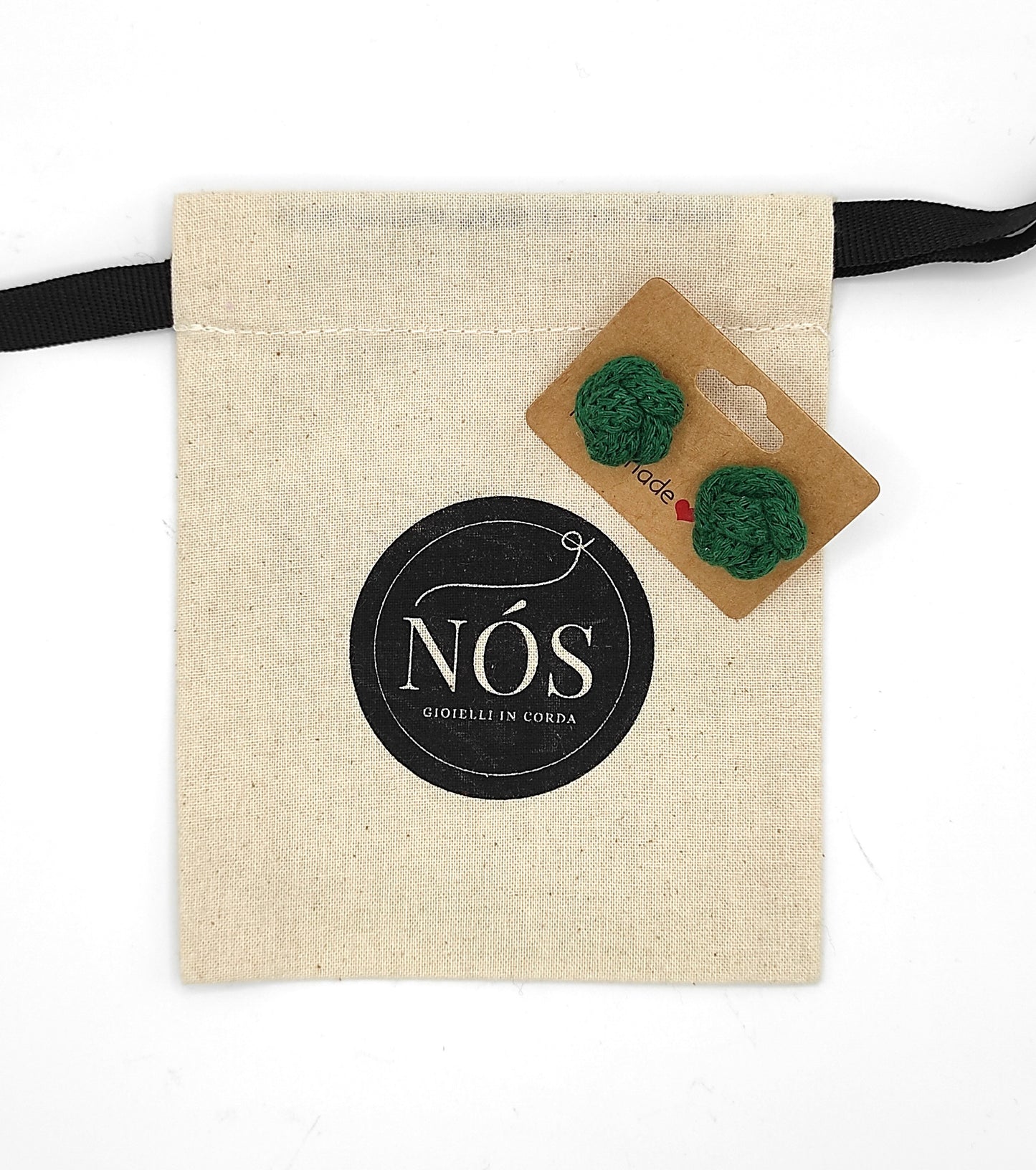 Orecchini Rosae, color pine green.