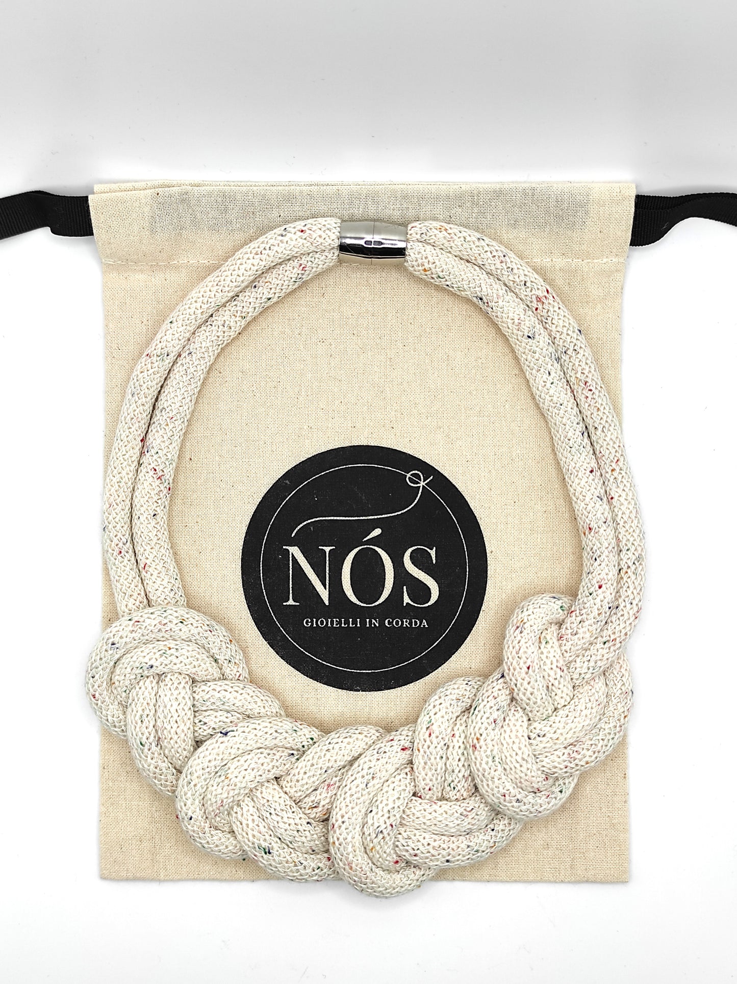 Collana di cotone modello Vittoria, color rainbow dust.