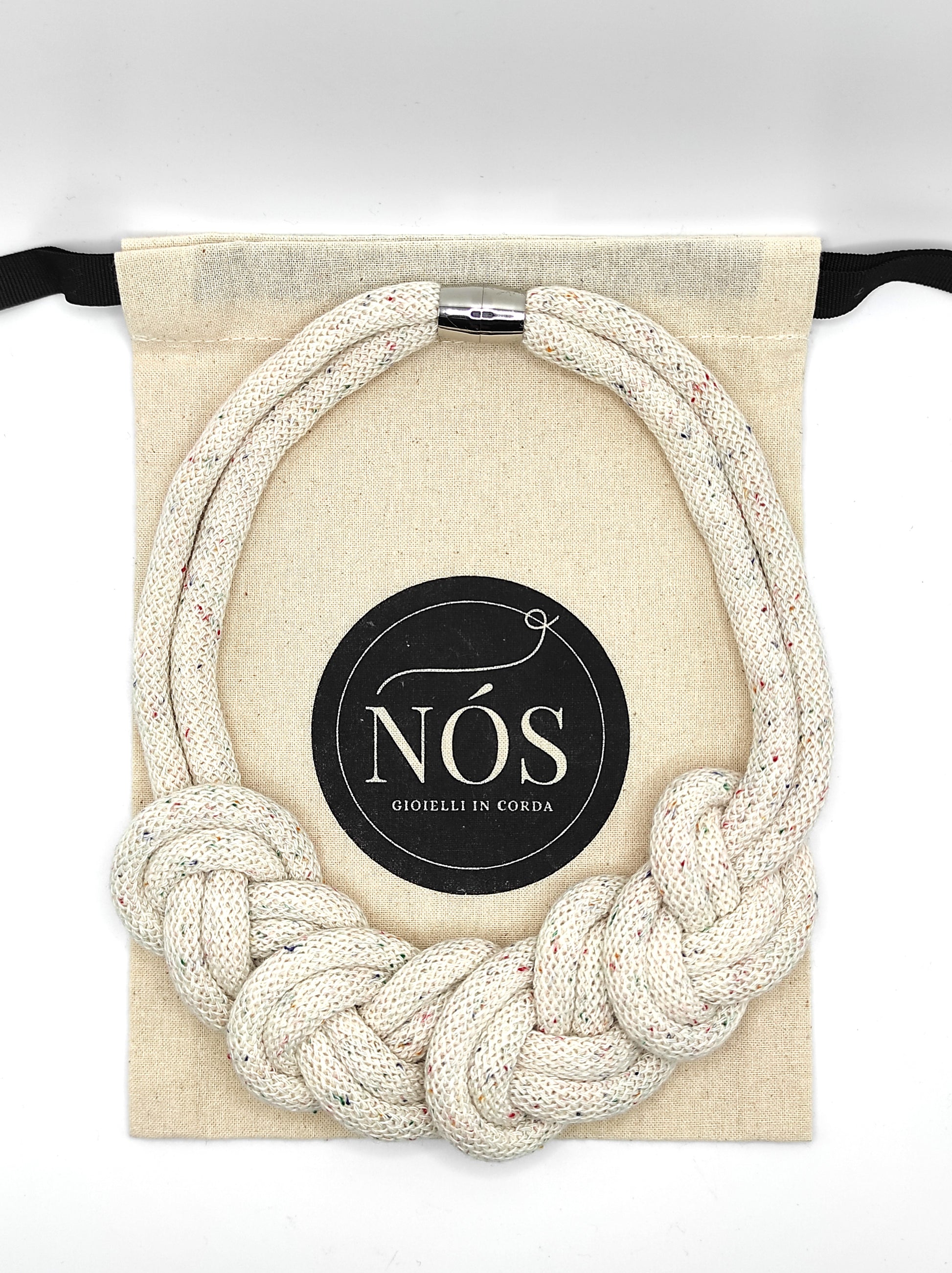 Collana di cotone modello Vittoria, color rainbow dust.