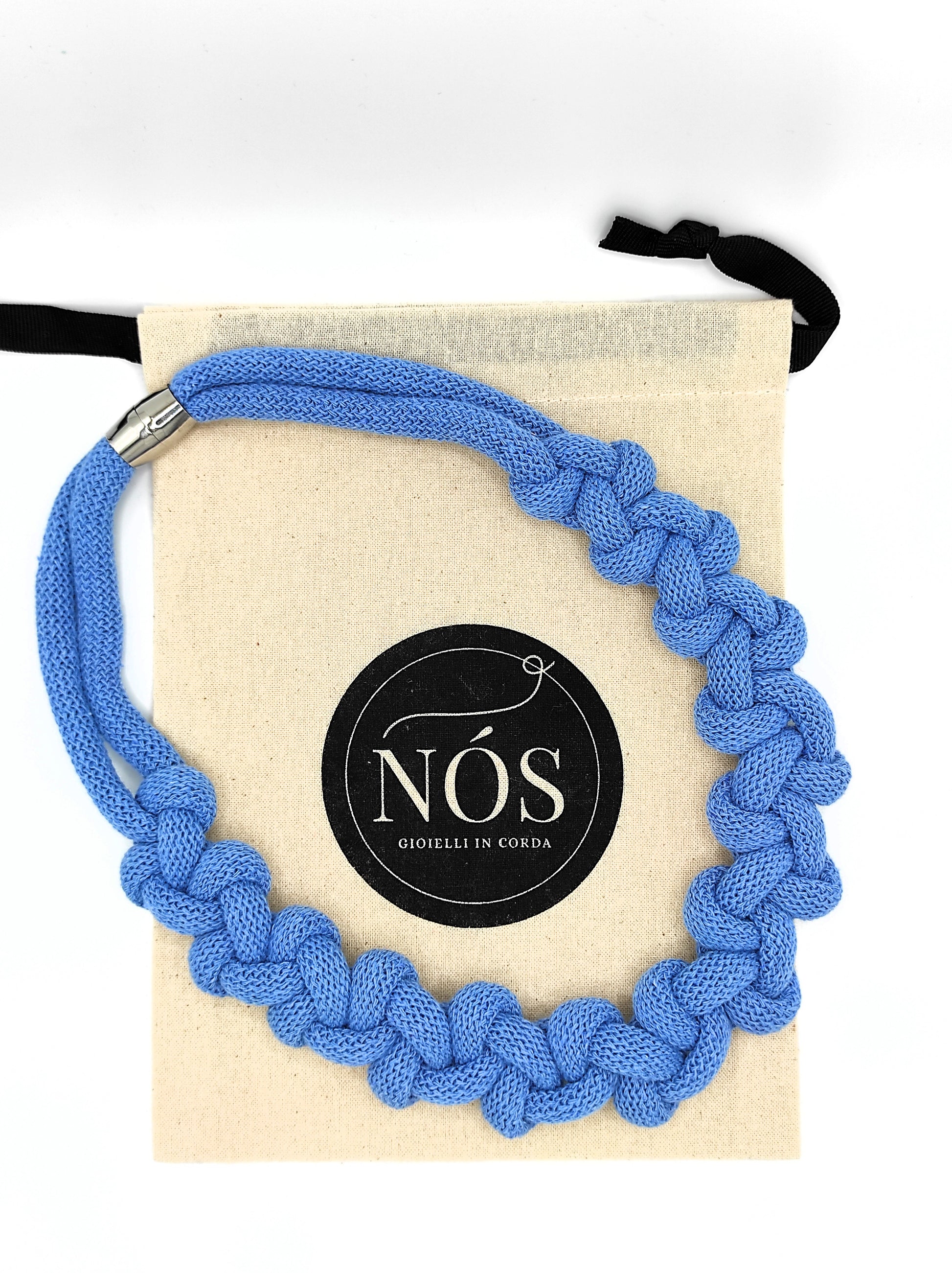 Collana di cotone, modello Penelope, color perfect blue.