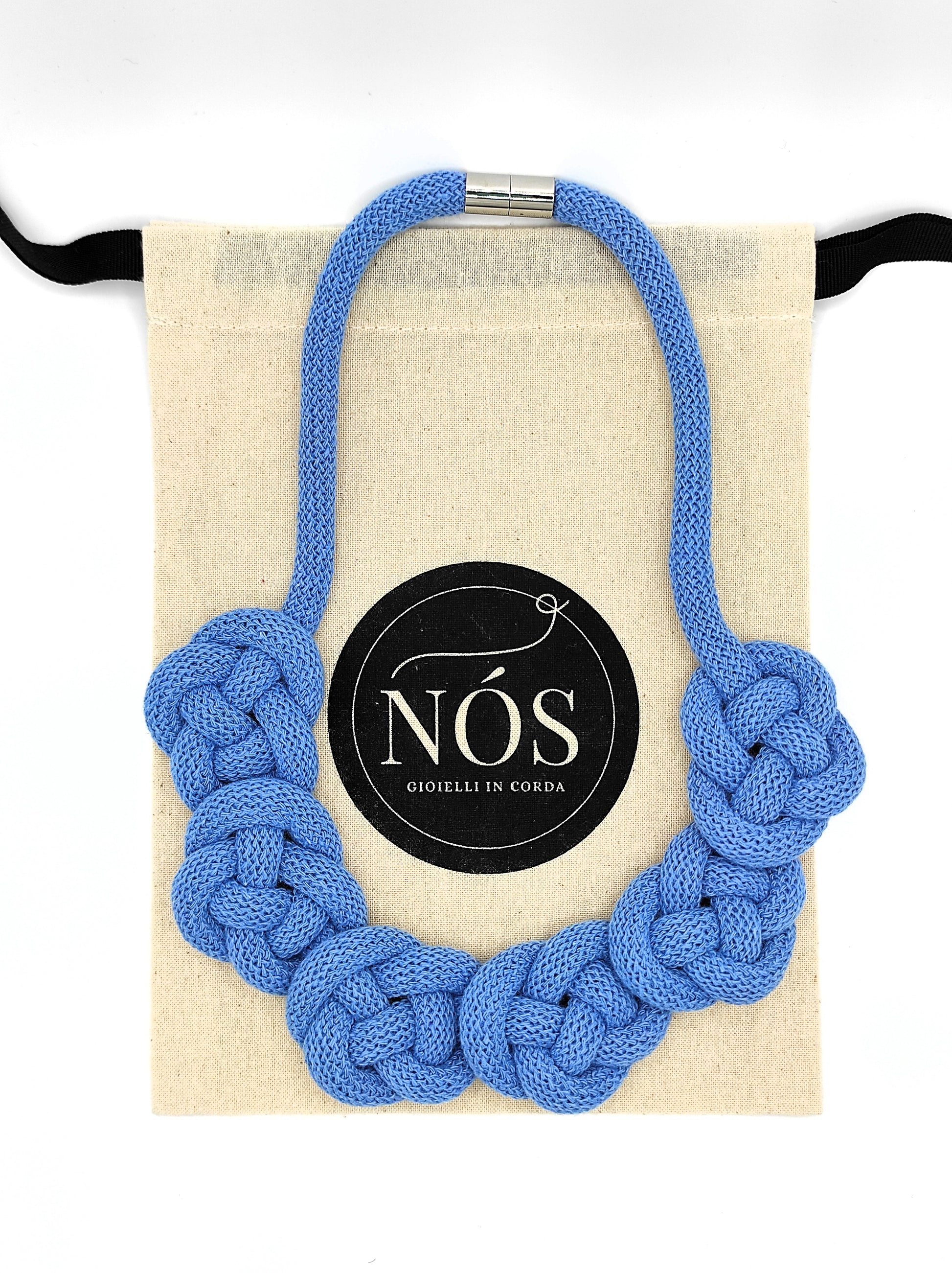 Collana di cotone, modello Flora, color perfect blue.