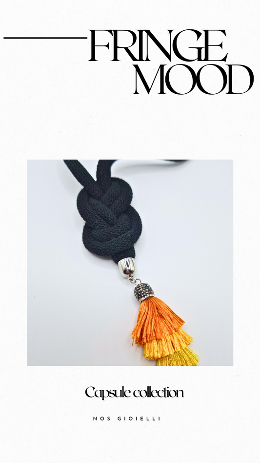 Collana black frange multicolor