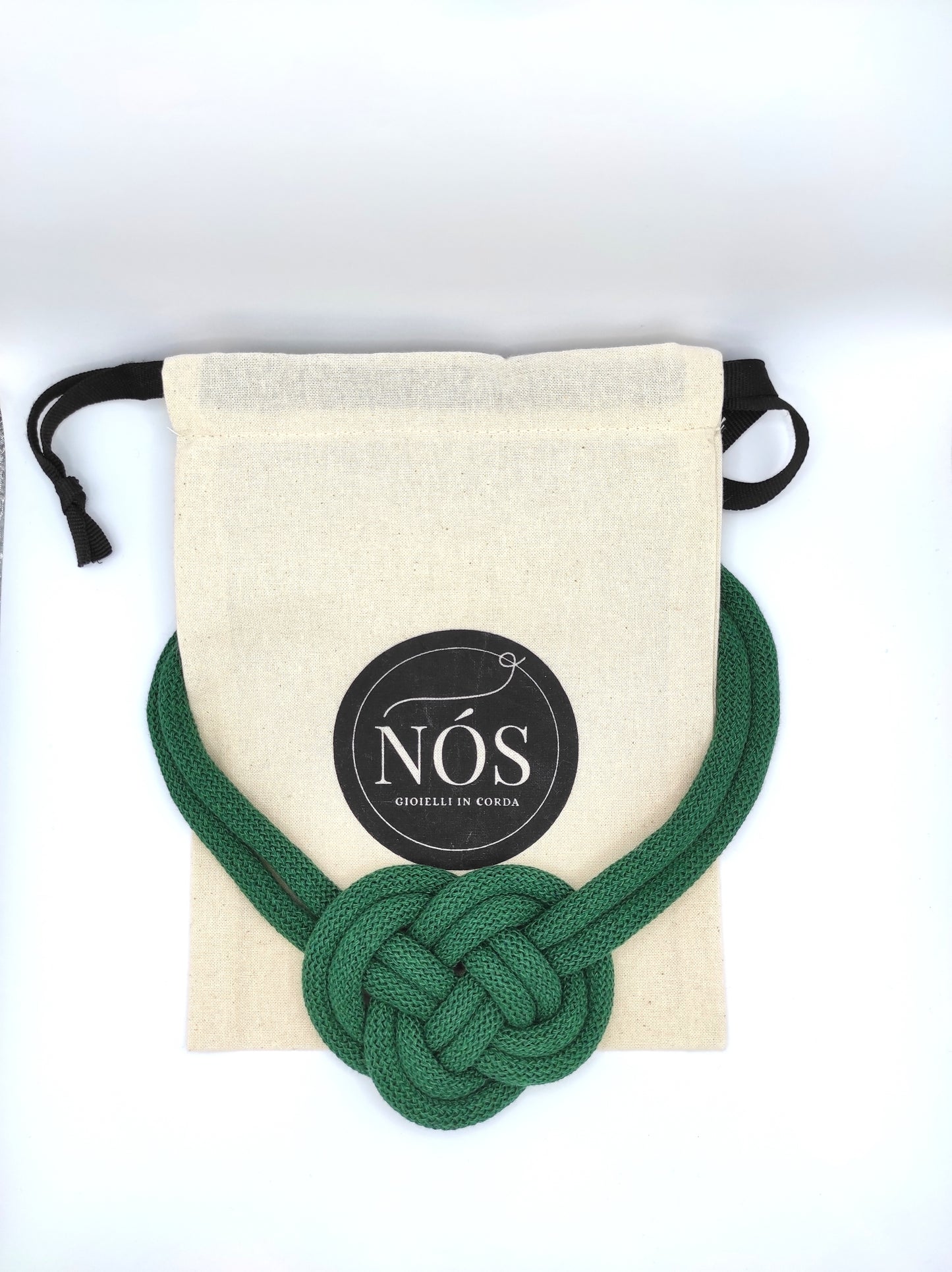 Collana in cotone modello Gea, color pine green.