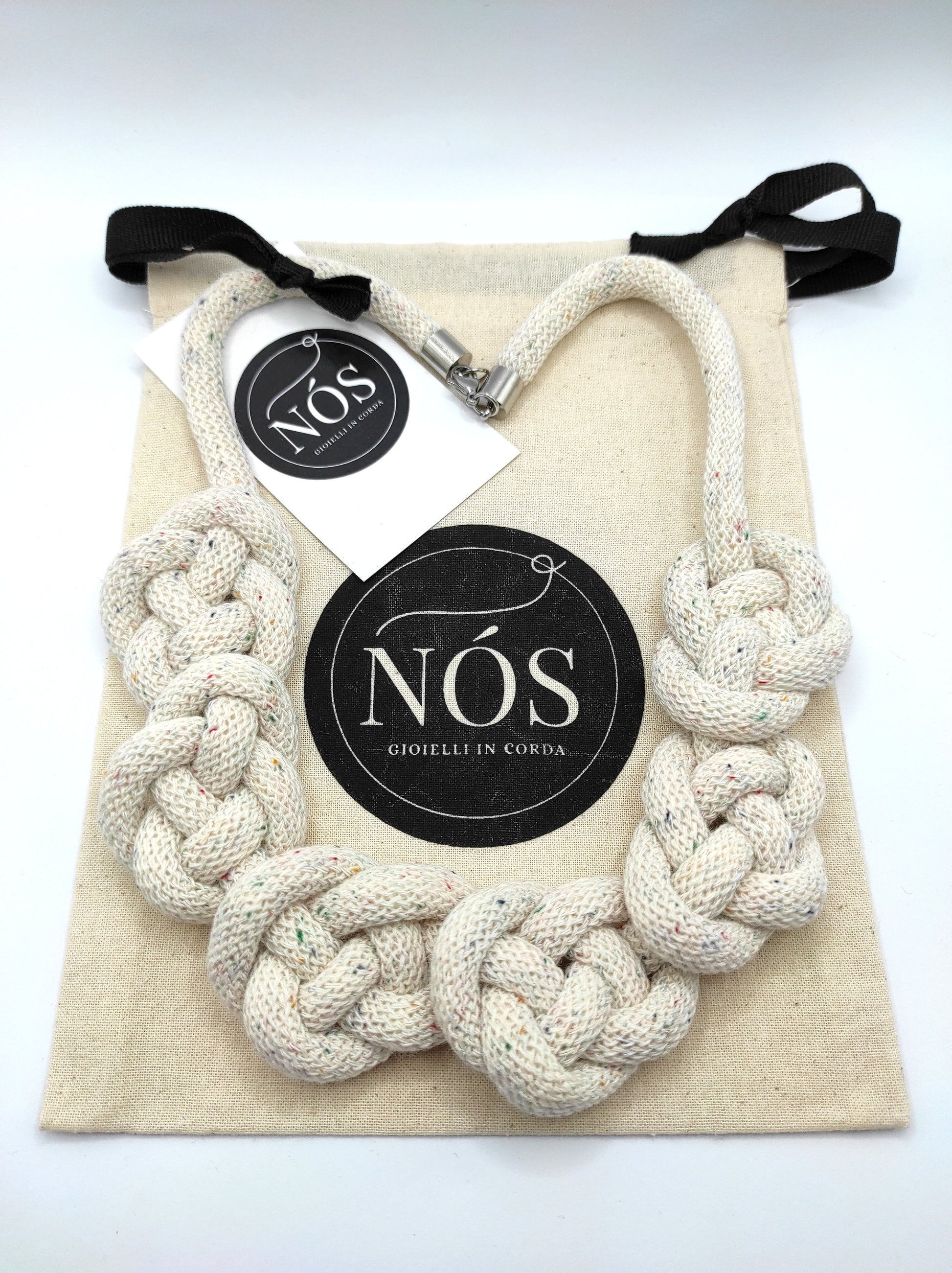 Collana di cotone, modello Flora, color rainbow dust.