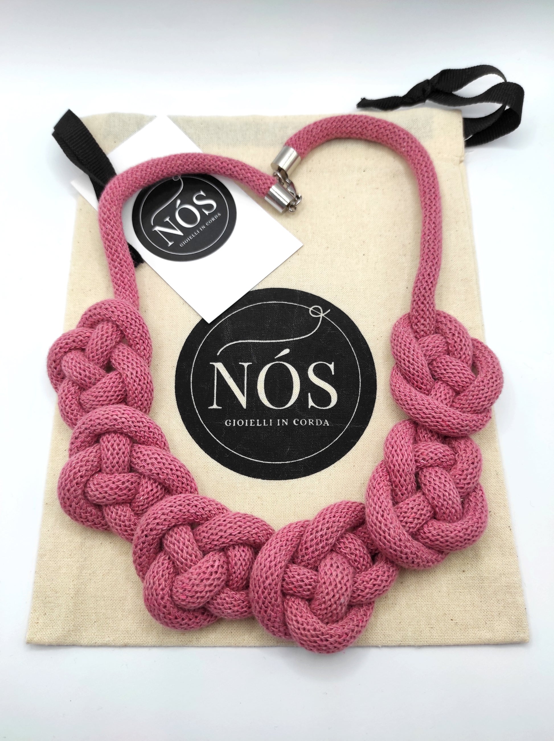 Collana di cotone, modello Flora, color blossom.