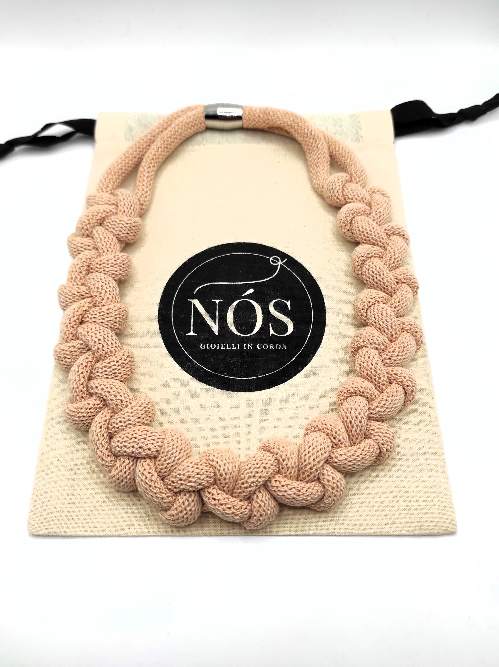 Collana di cotone, modello Penelope, color biscuit.