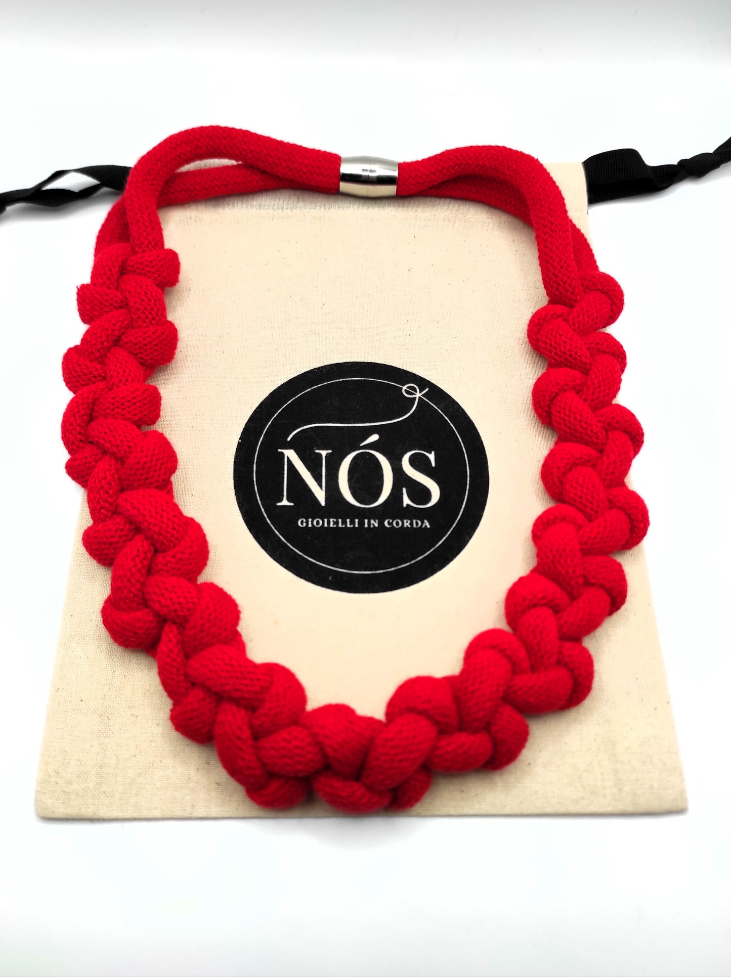 Collana di cotone, modello Penelope, color classic red.