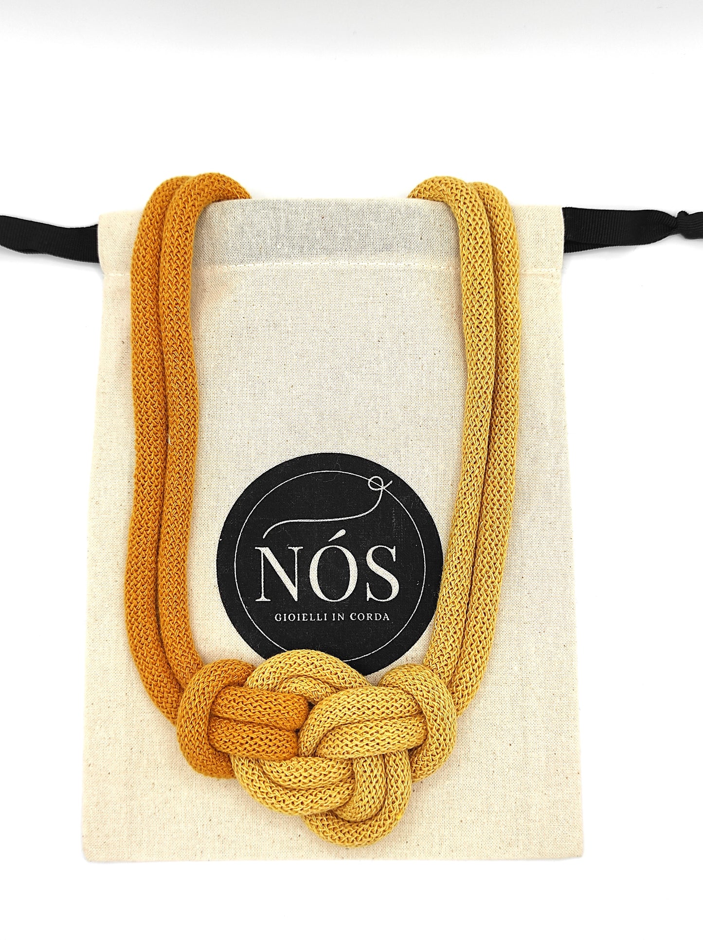 Collana di cotone, modello Rea, color honey & mustard.