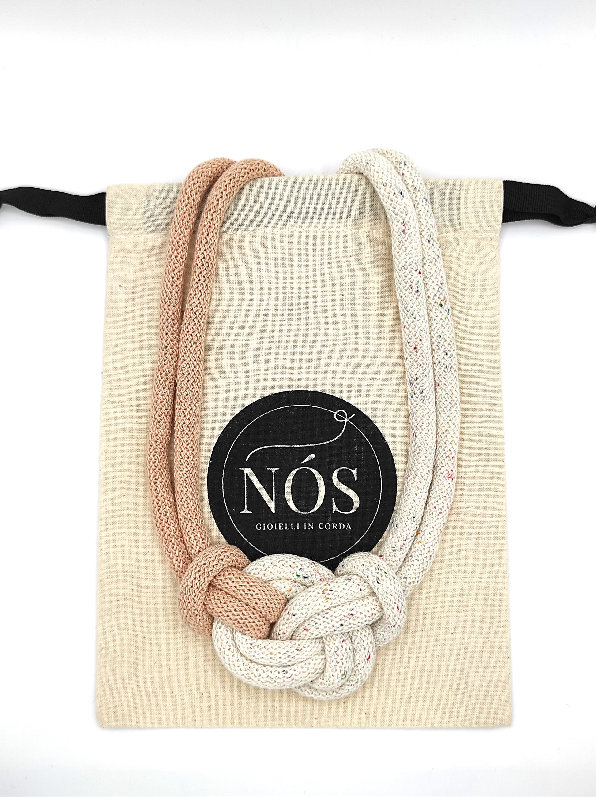 Collana di cotone, modello Rea, color rainbow dust & biscuit.