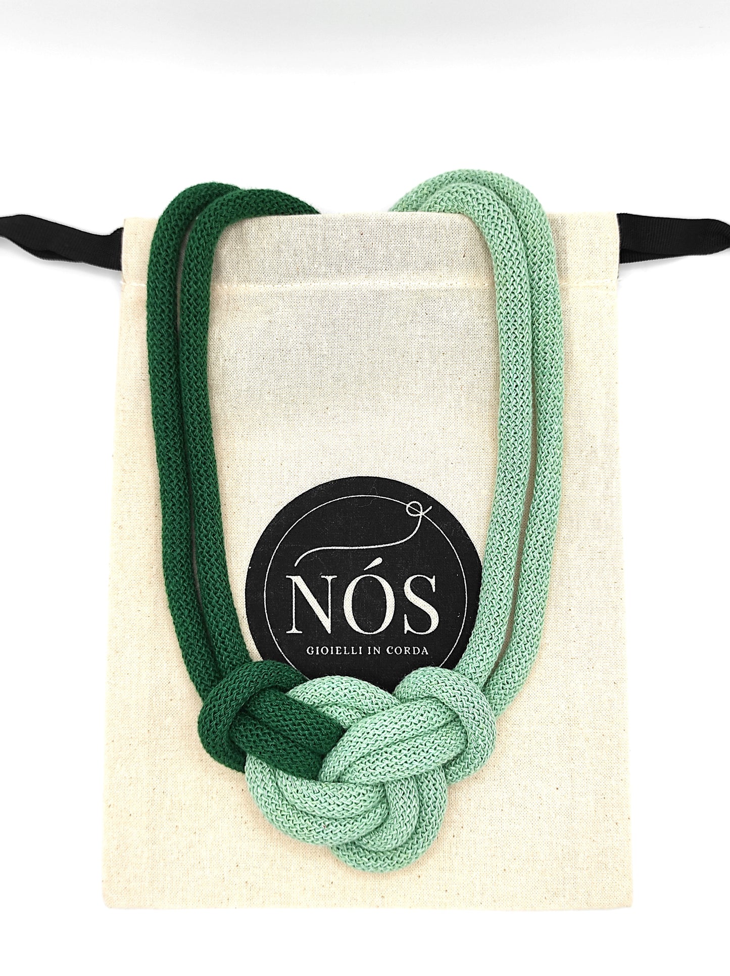 Collana di cotone, modello Rea, color aloe & pine green.