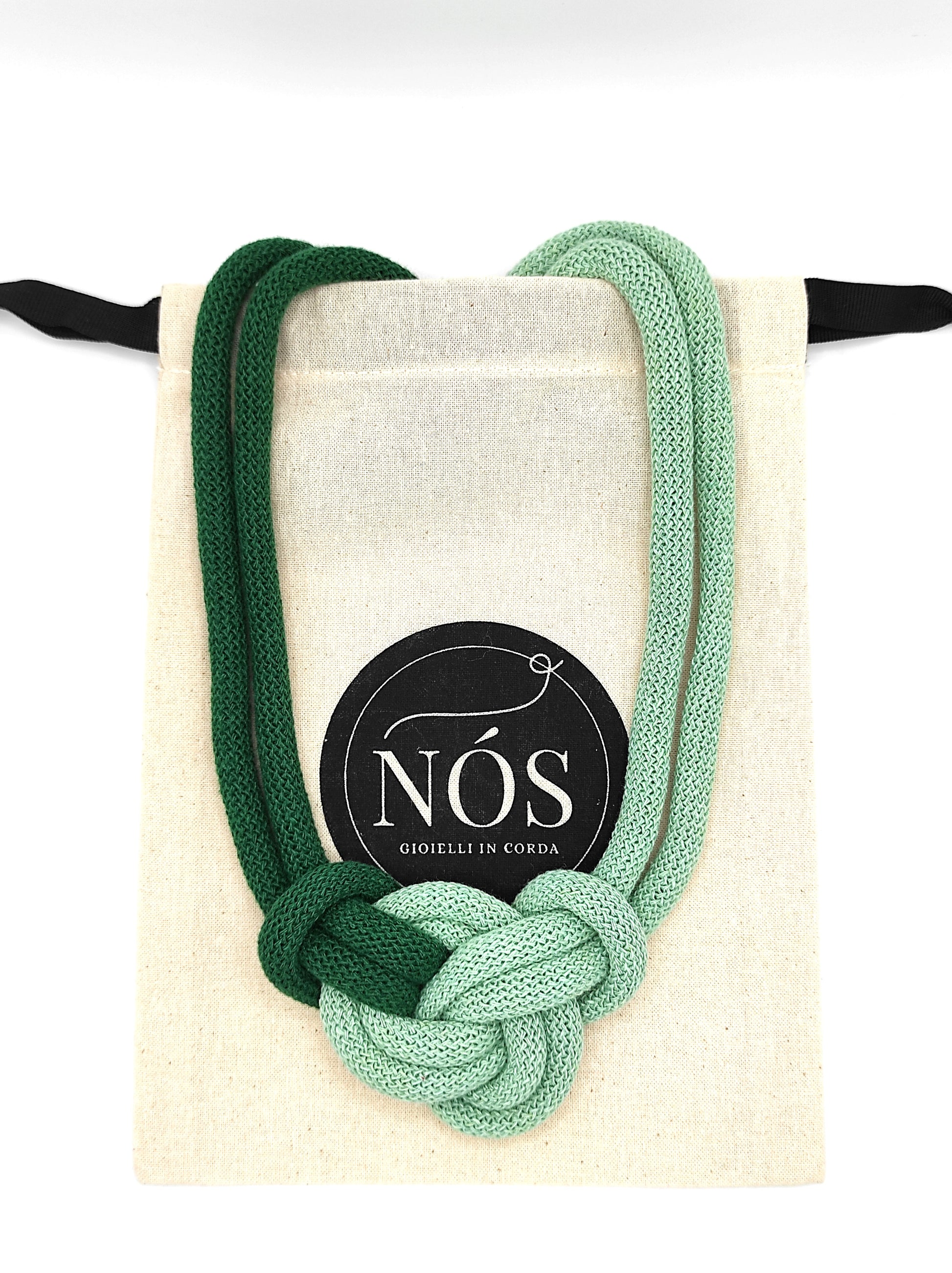 Collana di cotone, modello Rea, color aloe & pine green.
