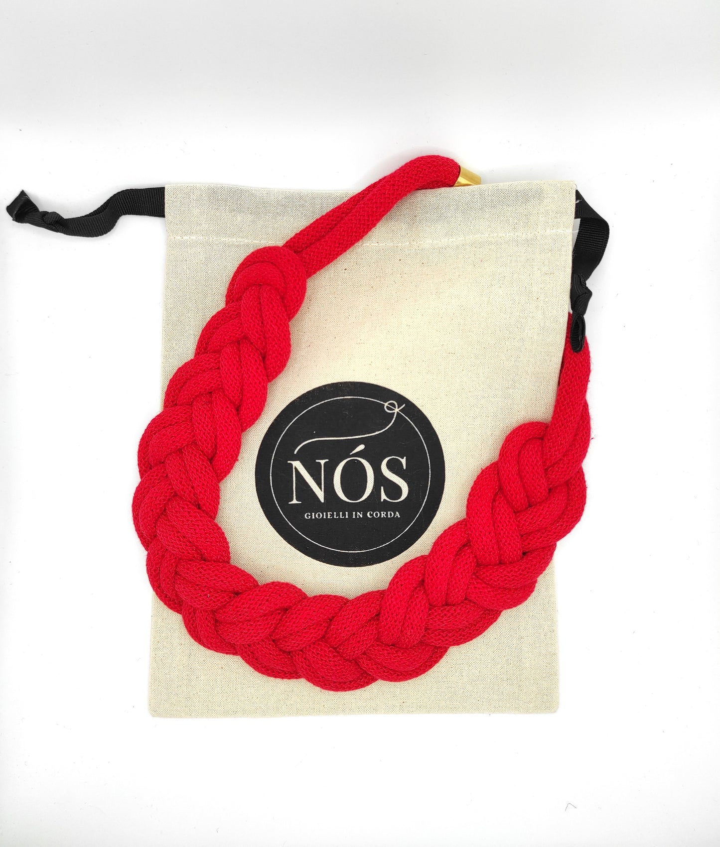 Collana in cotone ecologico, modello Minerva, color classic red.