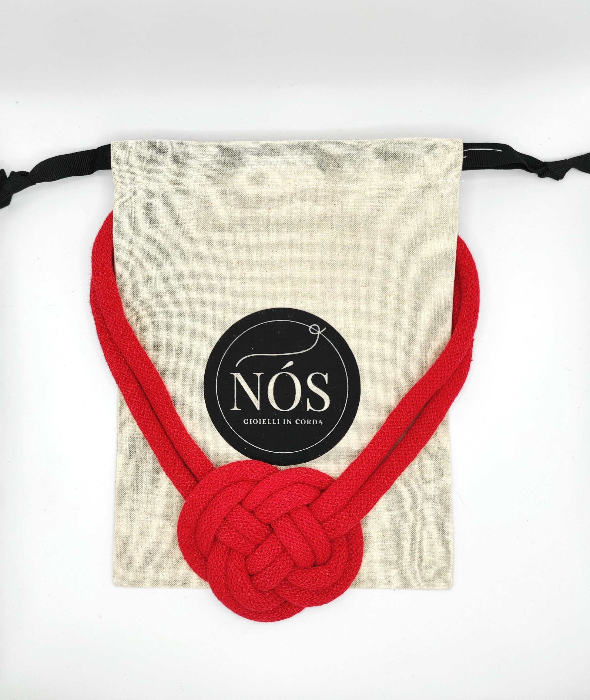 Collana in cotone, modello Gea, color classic red.