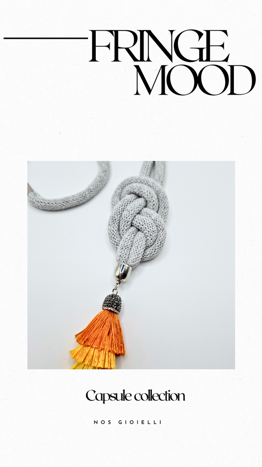 Collana light grey frange multicolor