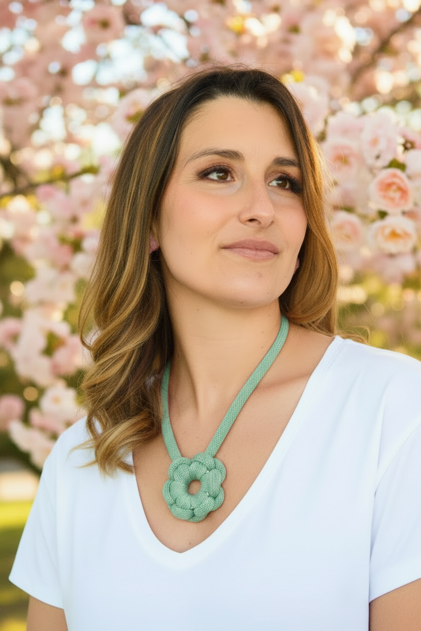 Collana fiore color aloe Bobbiny