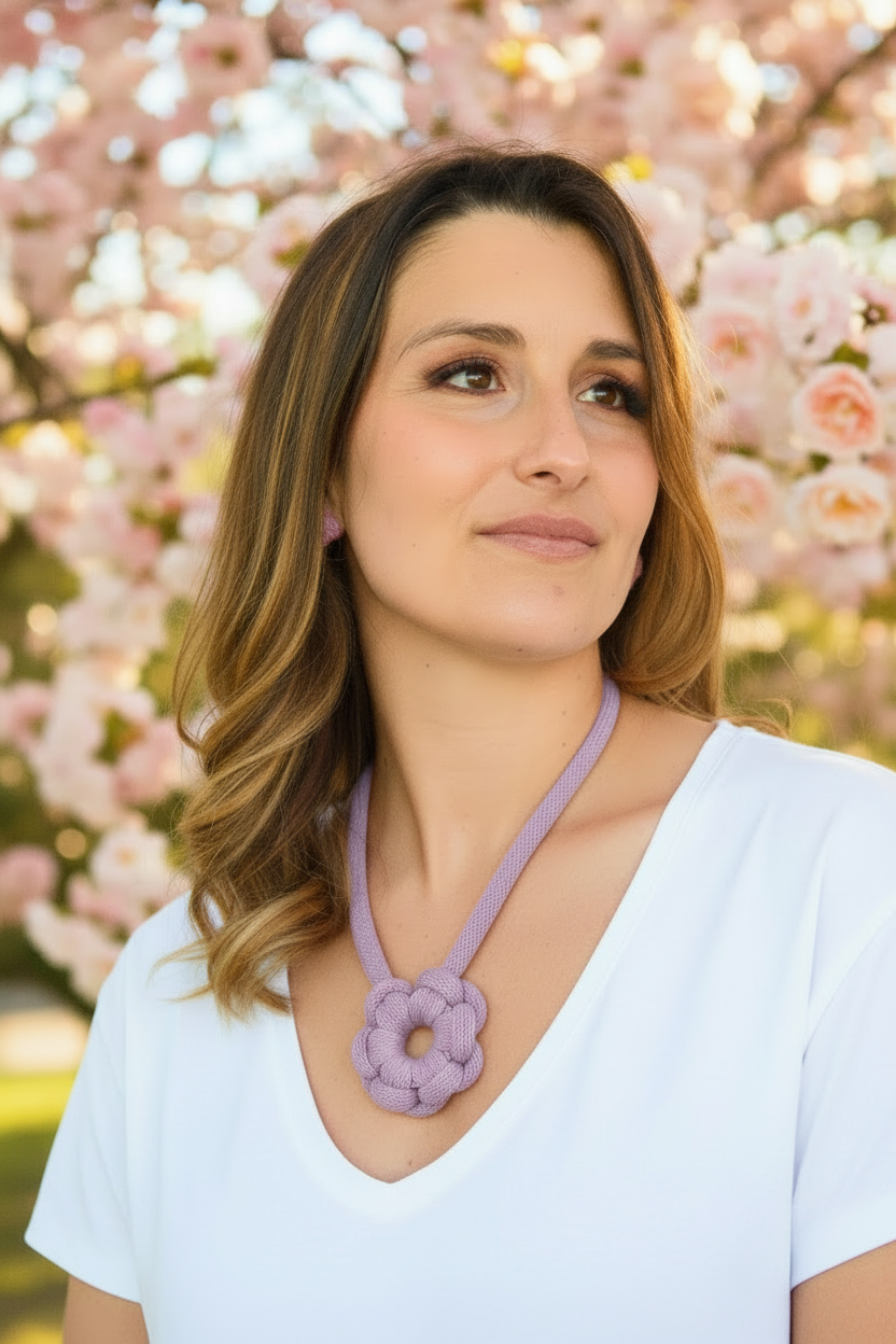 Collana fiore color lavender