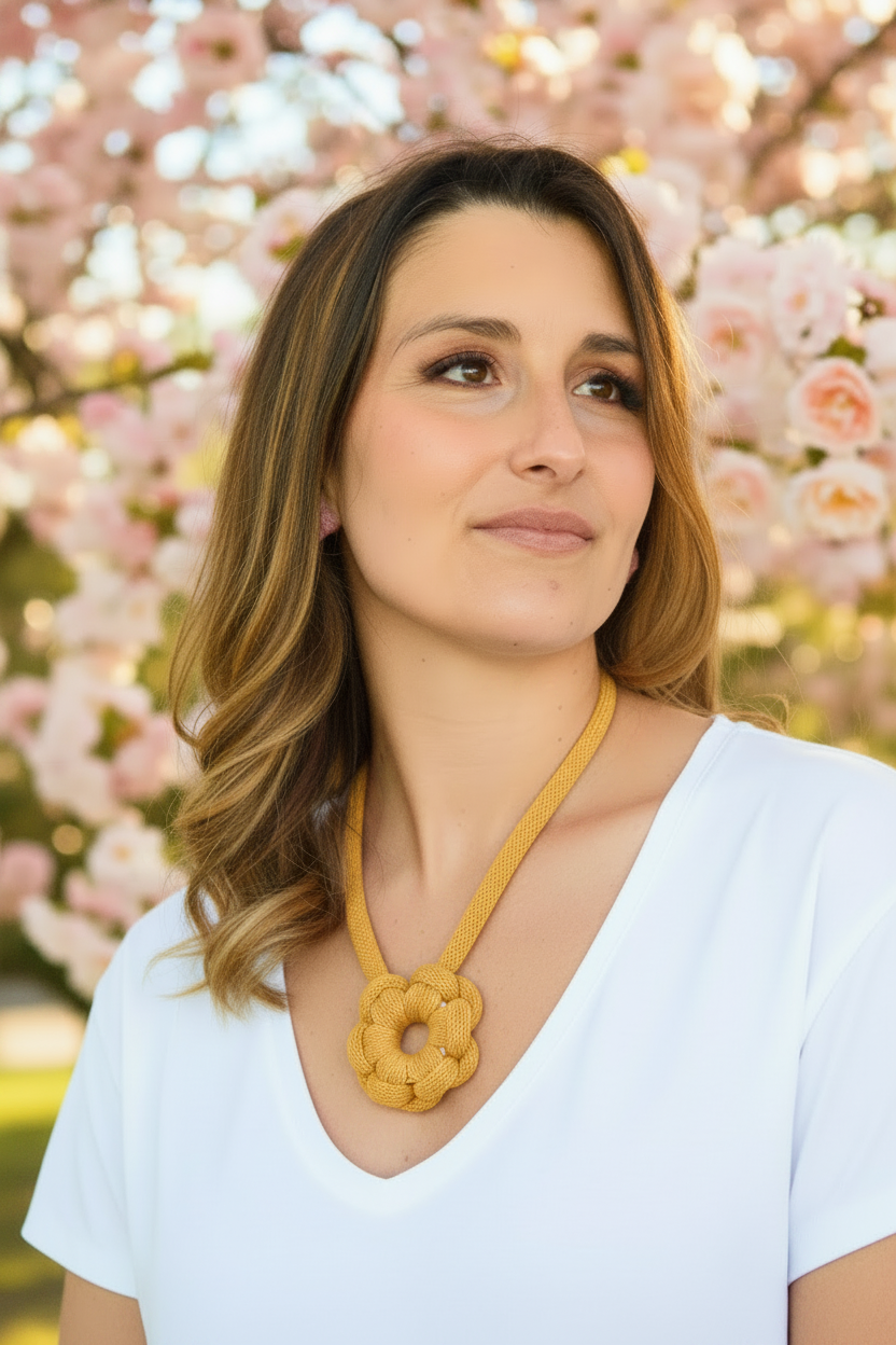 Collana fiore honey su modella