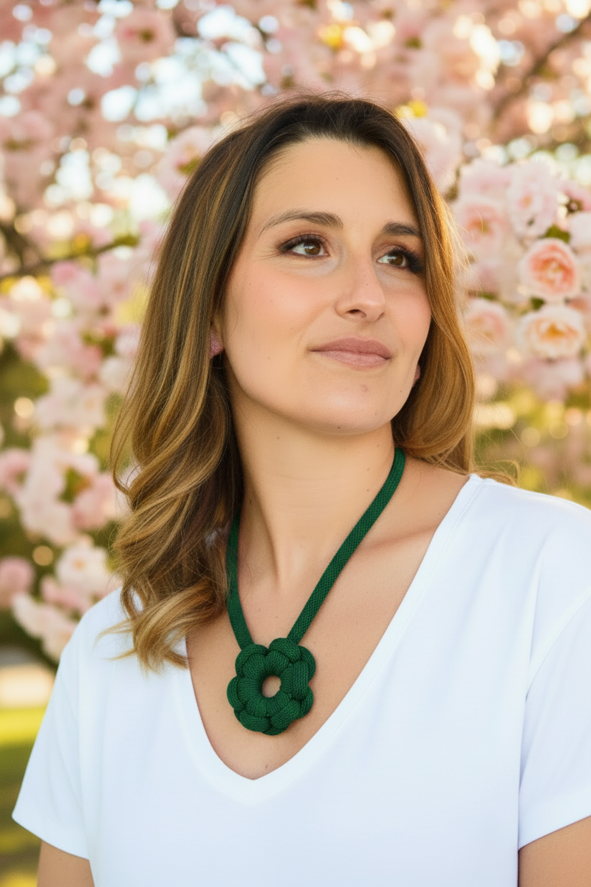Collana fiore pine green