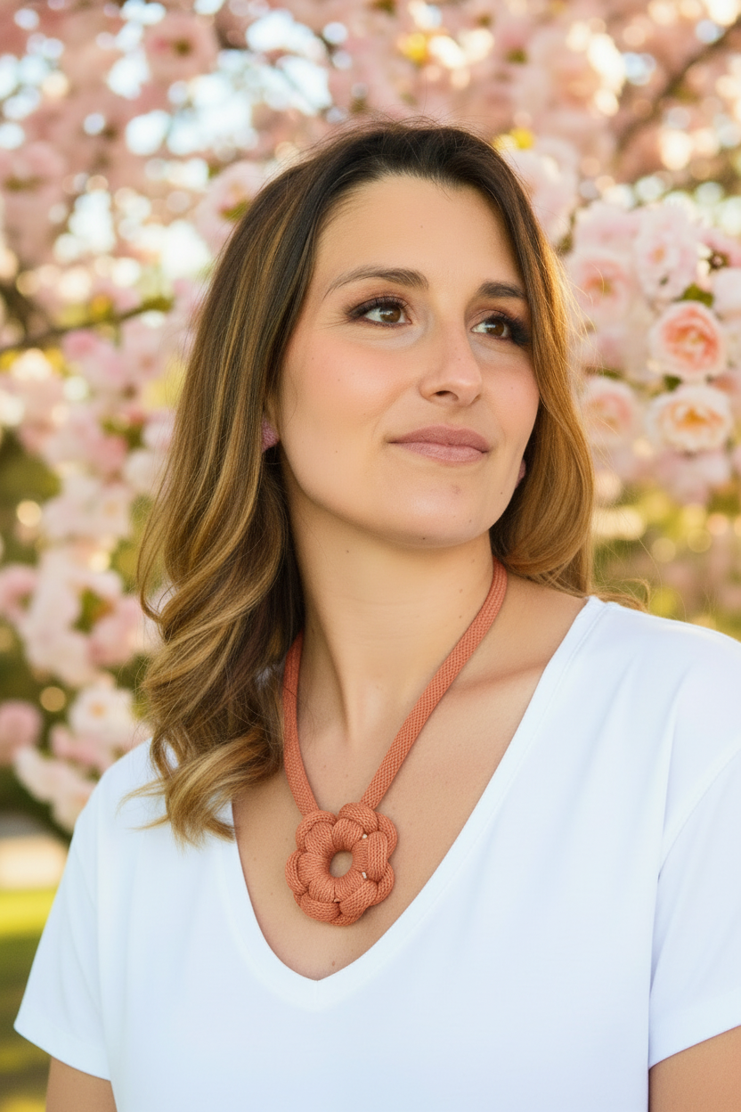 Collana fiore terracotta