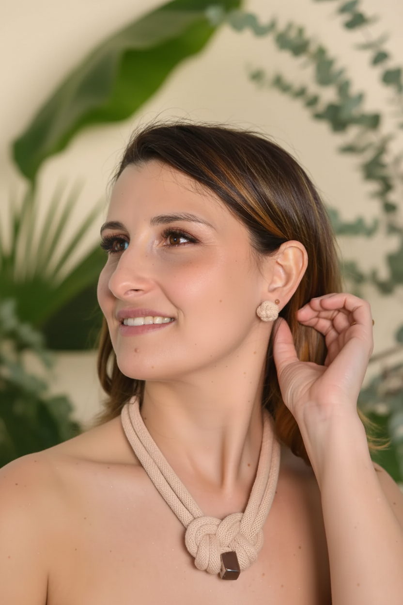 Collana Scrigno Nude - foto migliorata sfondo botanico luce dorata