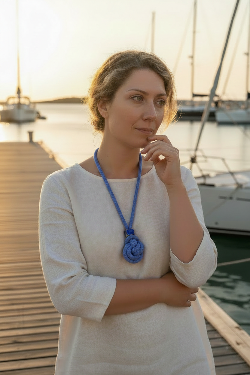 Modella Nós - collana blu fiordaliso